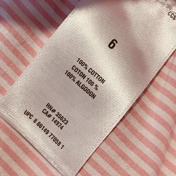 Carter's Boy Pink Striped Button-Down Shirt Long Sleeve Size 6 - Picture 8 of 8